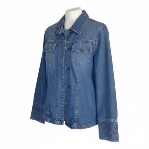 Tommy Jeans Womens Vintage Denim Trucker Jacket Blue M 90s Y2K Indie Classic